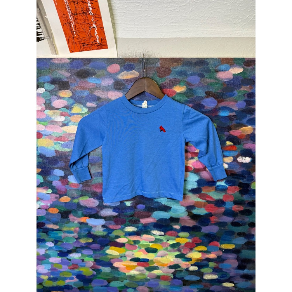Vintage Love Time JC Penney Kids Blue Long Sleeve Cardinal Bird T-Shirt Size 4